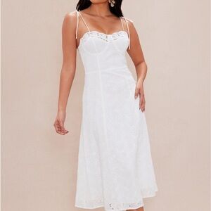 Fashion Nova White Lace Midi Dress